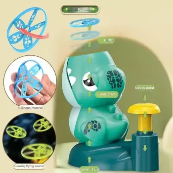 Kiddyz Brinquedo lançador de catapulta de disco voador Dino KT1 com 2 foguetes