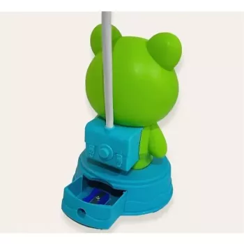 Kiddyz Candeeiro de mesa luz de noite infantil Space Froggy NL1 (20x10cm) com alimentação USB e afia-lápis verde