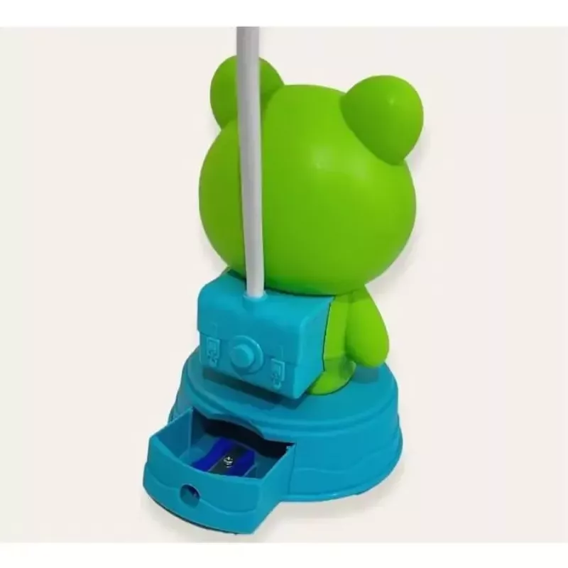 Kiddyz Candeeiro de mesa luz de noite infantil Space Froggy NL1 (20x10cm) com alimentação USB e afia-lápis verde