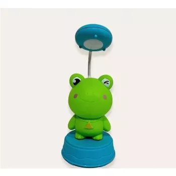 Kiddyz Candeeiro de mesa luz de noite infantil Space Froggy NL1 (20x10cm) com alimentação USB e afia-lápis verde