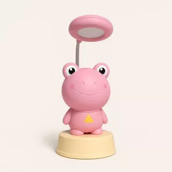 Kiddyz Candeeiro de mesa luz de noite infantil Space Froggy NL2 (20x10cm) com alimentação USB e afia-lápis rosa