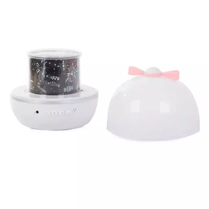 Kiddyz Candeeiro de projeção de sonho WH-16E (12x12x12 cm) com 6 películas de motivos, recarregável USB-C, branco