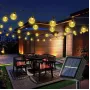 Elight decoração de jardim solar IP65 cordão de luzes LED com esferas de vidro 7 m 40 lâmpadas branco quente