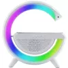 Elight Candeeiro altifalante em forma de G com iluminação LED RGB e carregador sem fios para dispositivos inteligentes branco