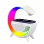 Elight Candeeiro altifalante em forma de G com iluminação LED RGB e carregador sem fios para dispositivos inteligentes branco