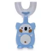 Kiddyz Escova de dentes manual U1 para crianças 2-6 anos, cerdas de silicone macias em forma de U, estojo à prova de pó, azul
