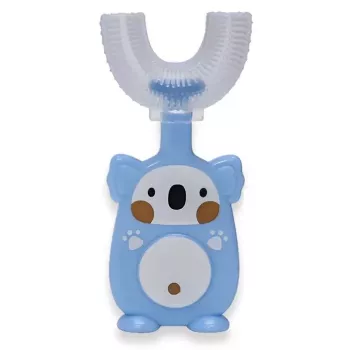Kiddyz Escova de dentes manual U1 para crianças 2-6 anos, cerdas de silicone macias em forma de U, estojo à prova de pó, azul