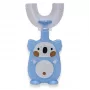 Kiddyz Escova de dentes manual U1 para crianças 2-6 anos, cerdas de silicone macias em forma de U, estojo à prova de pó, azul
