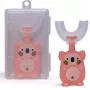 Kiddyz Escova de dentes elétrica U1 para crianças 2-6 anos, cerdas de silicone macias em forma de U, estojo à prova de pó, rosa