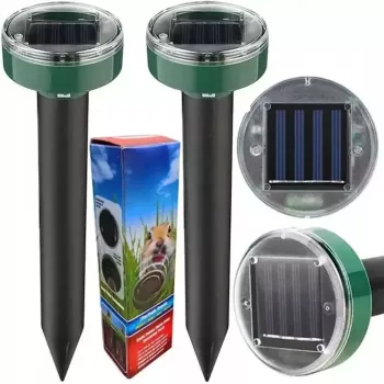 iLike Repelente solar ultrassónico de toupeiras e roedores Gardenera 22,5x6,3 cm conjunto com 2 unid. para jardim e relvado