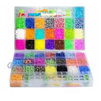 Kiddyz Conjunto de criação de pulseiras de 4400 peças com elásticos, ganchos, clipes e charms, caixa de arrumação organizada, multicolor