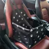 iLike Transportadora pequena para cães e gatos para viagens de carro, impermeável e dobrável, padrão de pegadas preto