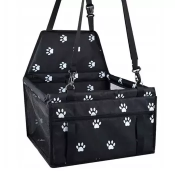 iLike Transportadora pequena para cães e gatos para viagens de carro, impermeável e dobrável, padrão de pegadas preto