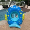 IVY assento flutuante para bebé 61×59×28 cm boia insuflável em forma de peixe com apoio de pega
