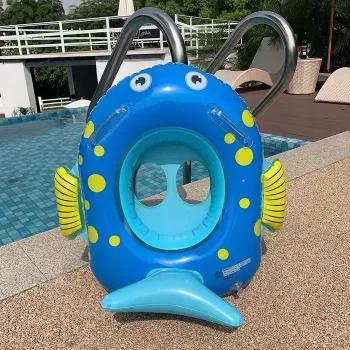 IVY Assento flutuador insuflável para bebé 61×59×28cm em forma de peixe com apoio de pega