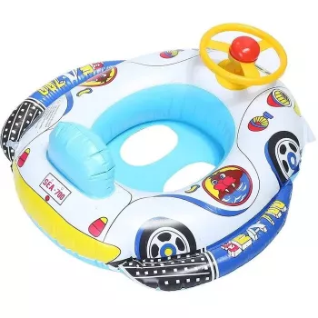 IVY Assento flutuador insuflável para bebé 62×44×25cm design de carro com volante flutuador multicolor para criança