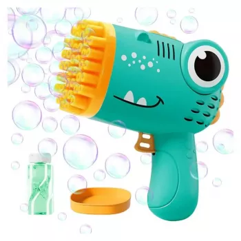 Kiddyz Pistola de bolhas 40 orifícios com suporte para garrafa para festas infantis em casa e jogos ao ar livre