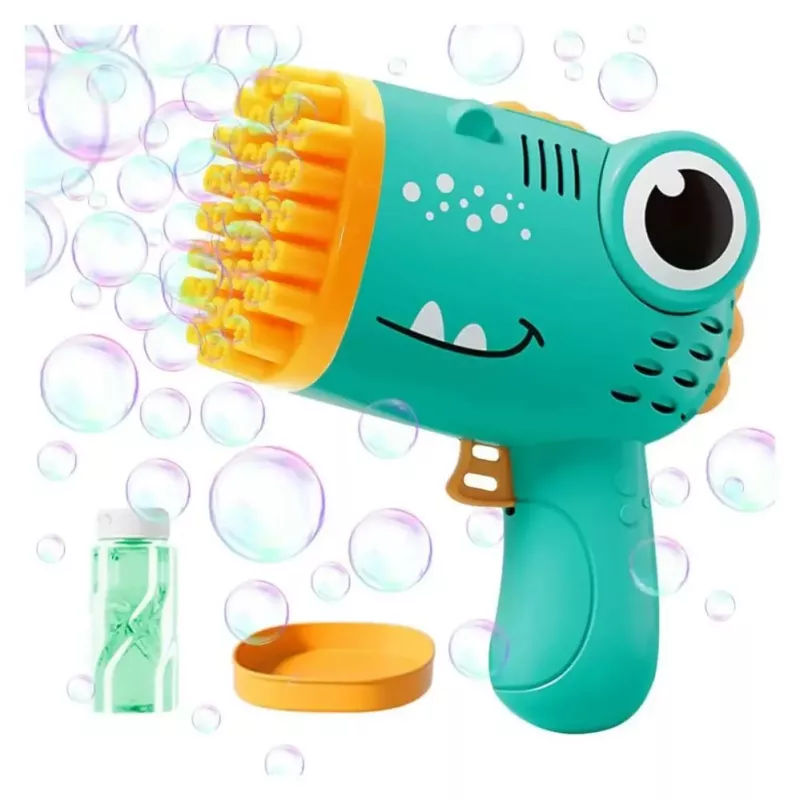 Kiddyz Pistola de bolhas 40 orifícios com suporte para garrafa para festas infantis em casa e jogos ao ar livre