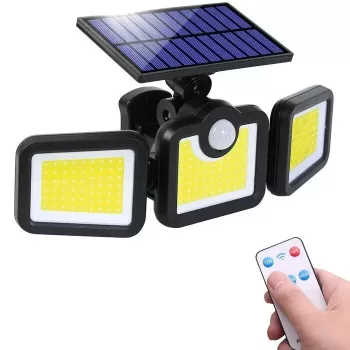 Elight Luz de Parede Solar com Sensor 3em1 LS6 com Detetor de Movimento, Comando Remoto & Painel Solar com Cabo Preto