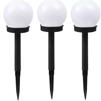 Elight Conjunto de Luzes Solares Globo de Jardim 3unid. 10cm LED Branco Frio com Sensor Crepuscular Impermeável Preto