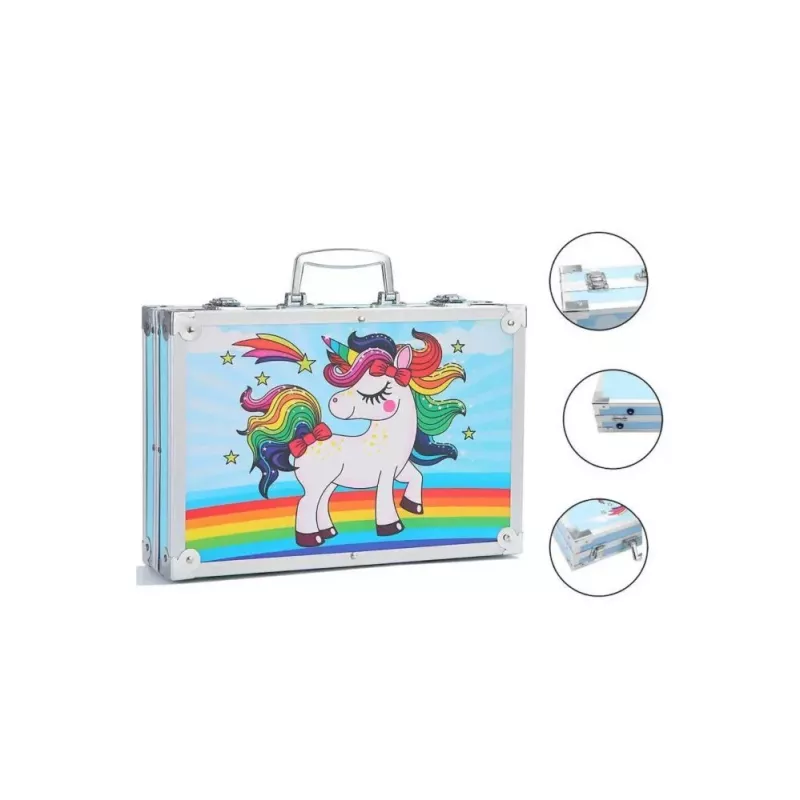 iLike Conjunto de Arte de Papelaria para Crianças 145pcs Kit de Desenho Criativo Estojo Azul Kiddyz KIDD-ART-145B-BL