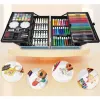iLike Conjunto de Arte de Papelaria para Crianças 145pcs Kit de Desenho Criativo Estojo Rosa
