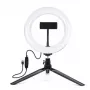 Elight ST6-5 16cm 10W Anel de Luz LED com Suporte para Telemóvel + Tripé de Metal 0,5m + Disparador Remoto BT Preto