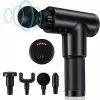 iLike GG Pistola de massagem muscular de fáscias portátil com vibração variável de 6 níveis + 3 acessórios preto