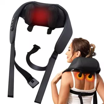 iLike Fitpro SHH Aparelho de massagem multifunções para ombros com calor, adaptadores de viagem e de carregamento para automóvel