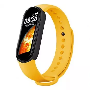 iWear SM7 Pulseira inteligente 0,96 polegadas TFT - Monitor de atividade IP67 com frequência cardíaca e tensão arterial / redes sociais / sono amarelo