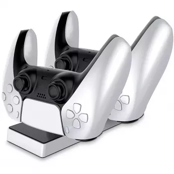 CP Base de carregamento de duplo slot para comando PS5 DualSense para PlayStation 5 com USB-C preto