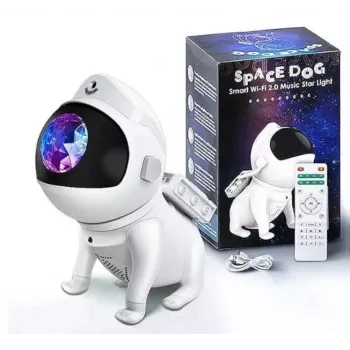 Elight G6 Projetor de parede e teto com efeito nebulosa cão espacial e altifalante, aplicação Bluetooth, comando, branco