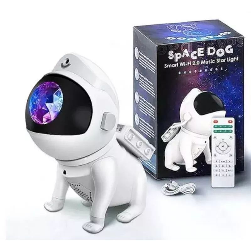 Elight G6 Space Dog projetor de parede e teto com efeito Nebula com altifalante, aplicação Bluetooth e comando, branco