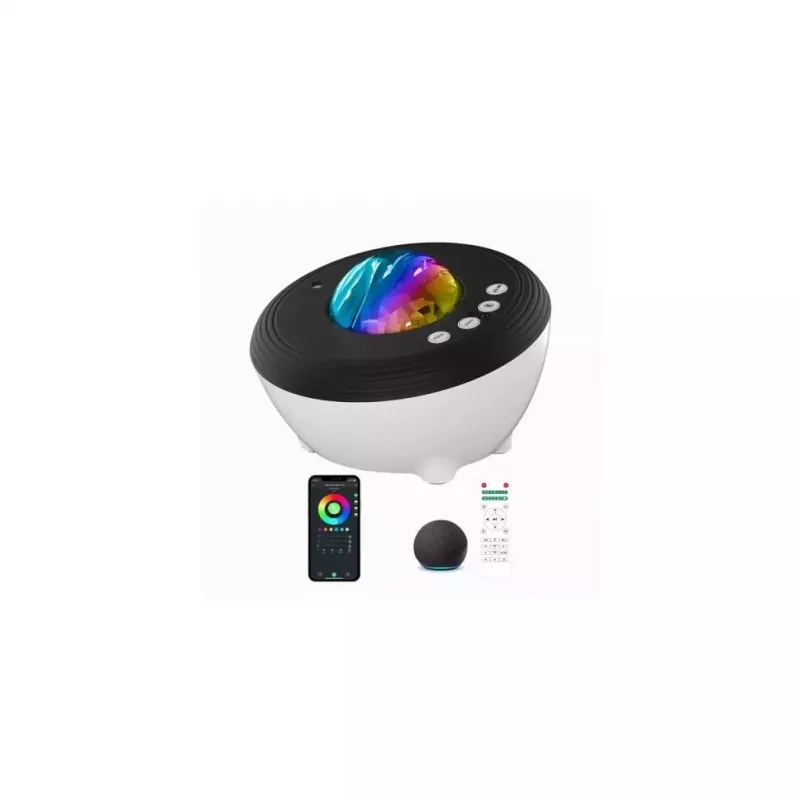 Elight J1 Projetor aurora com sons de ambiente e altifalante Bluetooth, controlo por aplicação Smart Wi-Fi Bluetooth, branco