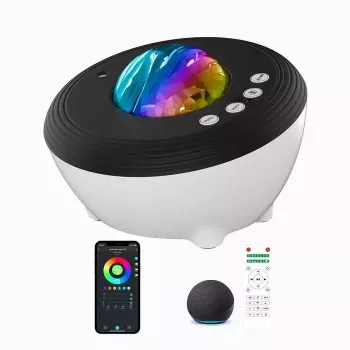 Elight J1 Projetor aurora com sons de ambiente e altifalante Bluetooth, controlo por aplicação Smart Wi-Fi Bluetooth, branco