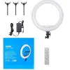 Elight SR18 Anel de luz LED 45cm com 3x suporte para smartphone + adaptador 220V + comando BT preto