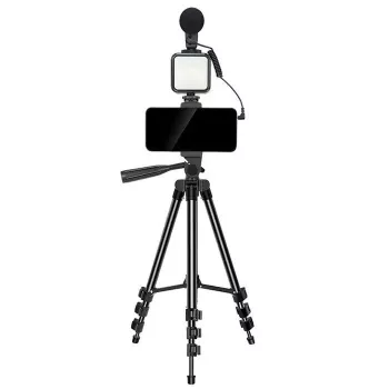 Elight M5 Kit de vídeo e fotografia Vlog para smartphone com luz LED, microfone, tripé 1,3 m, comando