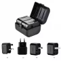 iLike CP TR1 Adaptador múltiplo de rede 3 em 1 UK 3 pinos - Euro 2 pinos - US (EUA) - Ásia + estojo de armazenamento preto