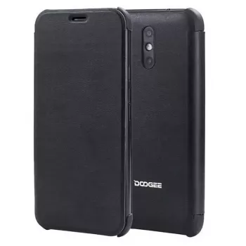 DOOGEE X10 Capa tipo carteira + protetor de ecrã em vidro temperado - preto