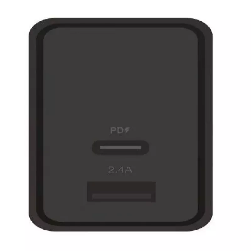 Evelatus Carregador de viagem universal ETC04 USB 2.4A + Type-C 3A 30W Power Delivery preto