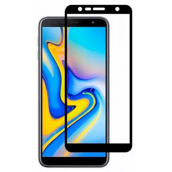 Evelatus Samsung Galaxy J6+ Protetor de ecrã em vidro temperado 2.5D Full Cover com cola japonesa e camada antiestática