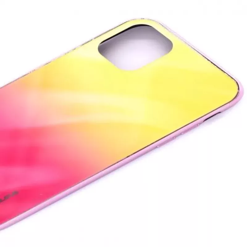 Evelatus Proteção de ecrã em vidro temperado Water Ripple Full Color Electroplating para Apple iPhone 11 amarelo-rosa degradê
