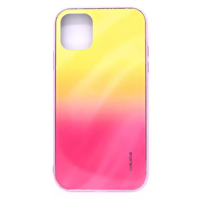 Evelatus Proteção de ecrã em vidro temperado Water Ripple Full Color Electroplating para Apple iPhone 11 amarelo-rosa degradê