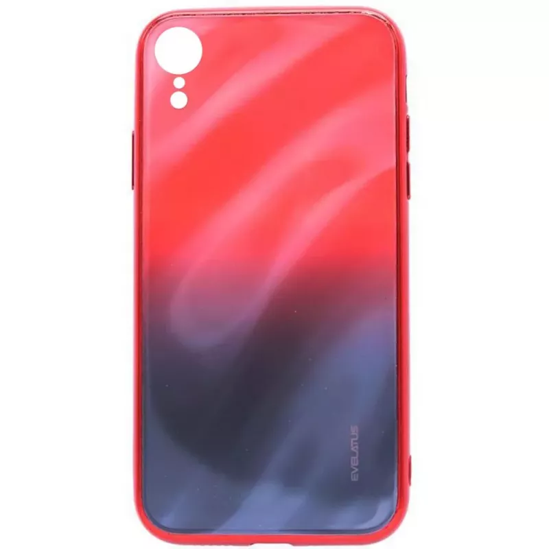 Evelatus Capa em vidro temperado antichoque Water Ripple Gradient Color para Apple iPhone XR vermelho-preto degradê