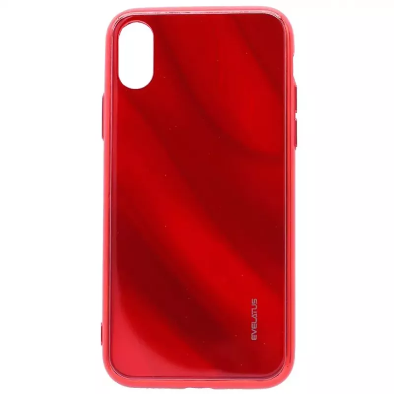 Evelatus Capa em vidro temperado Water Ripple Full Color Electroplating para Apple iPhone X/XS vermelha