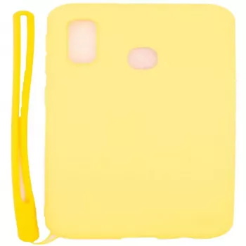 Evelatus Samsung A20e Capa de Silicone Soft Touch com Alça Amarelo