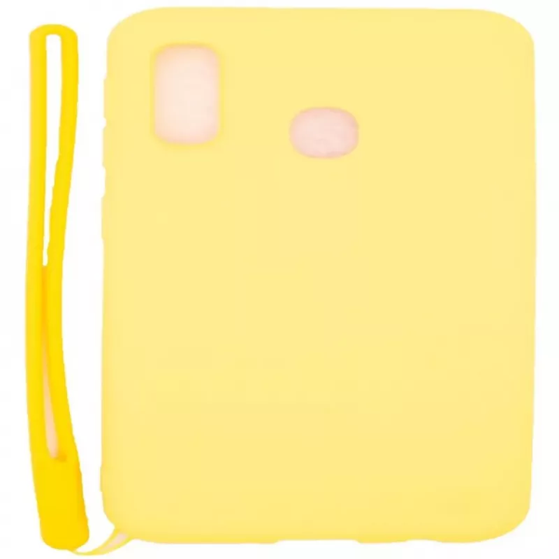 Evelatus Samsung A20e Capa de Silicone Soft Touch com Alça Amarelo