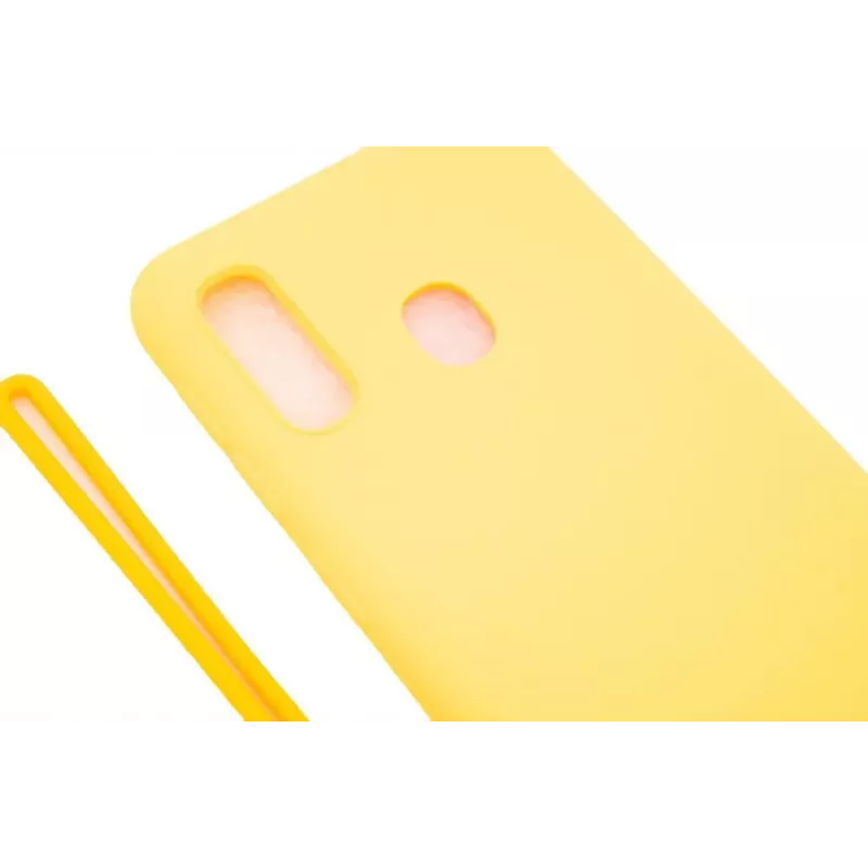 Evelatus Samsung A20e Capa de Silicone Soft Touch com Alça Amarelo