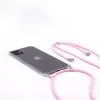 EVELATUS Apple iPhone X/XS Capa com cordão riscas rosa transparente