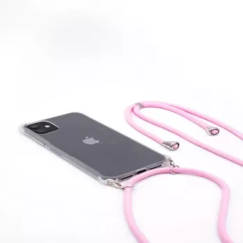 EVELATUS Apple iPhone X/XS Capa com cordão riscas rosa transparente